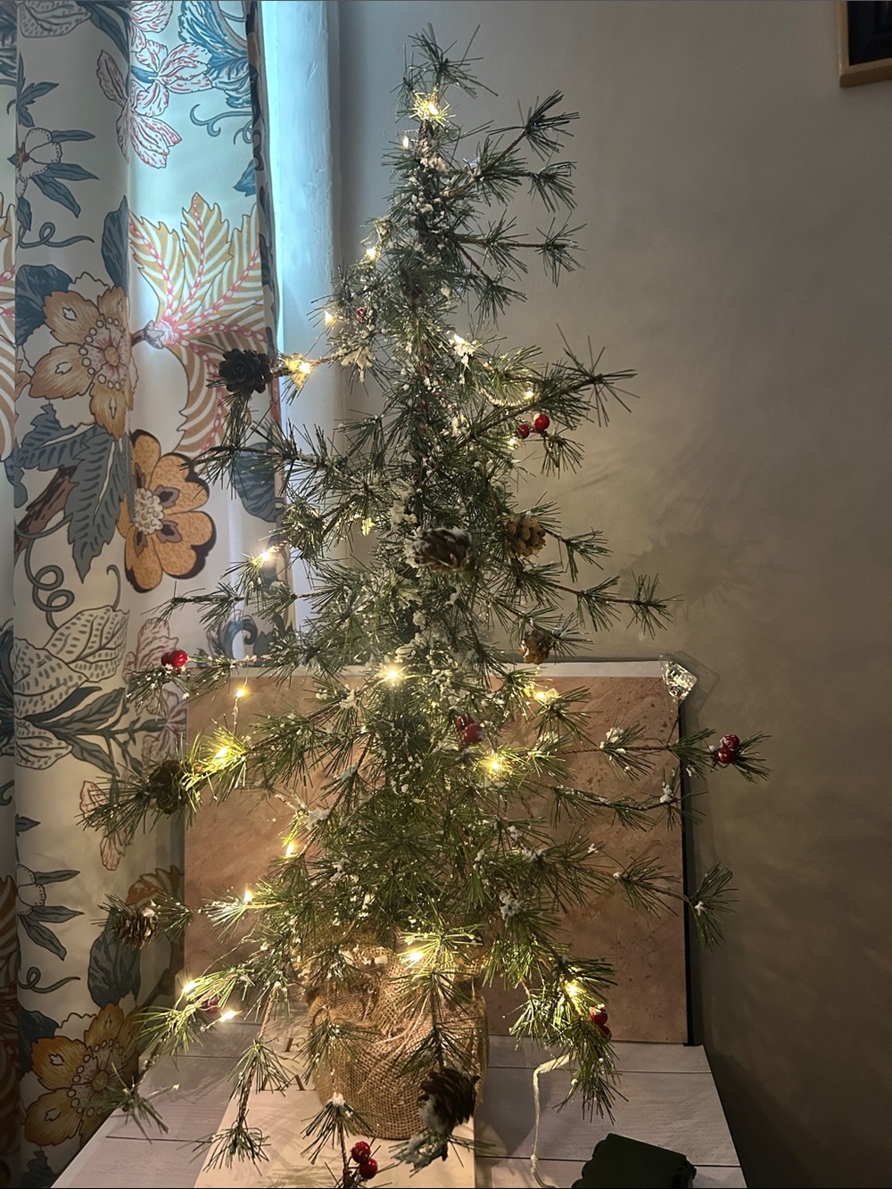 Burlap LED Alpine Tabletop Christmas Tree with Warm White Lights & picture